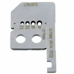 Steel replacement blades for wire strippers, with an overall length of 1 2/5 in. Designed for cutting and stripping insulation from stranded wire. Suitable for electrical and maintenance tasks requiring precise wire preparation.