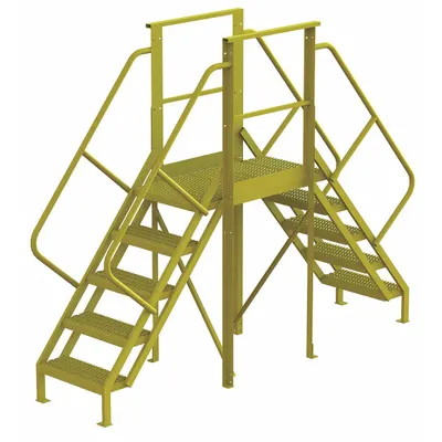 TRI-ARC Crossover Bridge: 4.2 ft Platform Ht, Steel, 1,000 lb Load Capacity, Serrated - Easy Descent Crossover Bridges