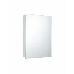 Wall-mounted mirrored medicine cabinet with a polished-edge mirror. Constructed of glass, it measures 22 inches in overall height and 16 inches in overall width. Suitable for bathroom storage and grooming in residential or commercial settings.