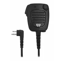 This TITAN speaker microphone is designed for use with Motorola CP200d series radios. It features a 24-inch cord, 3.5 mm jack, and 2-pin connector. The push-to-talk button and noise-cancelling microphone enable clear communication in noisy environments. Suitable for industrial, security, and field-service applications