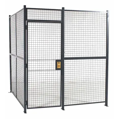 RAPIDWIRE Welded Partition Cage: 8 ft W x 10 ft D 10 ft H, Gray, 4 Sides - WireCrafters Welded-Wire