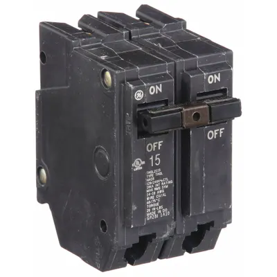 GE Miniature Circuit Breaker: THQL, 15 A, 120/240V AC, Single Phase, 10kA at 120/240V AC - THQP, THQL & THHQL Series, Plug-In GE Miniature Circuit Breakers