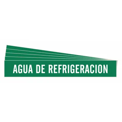 BRADY Pipe Marker: Agua De Refrigeracion - Agua De Refrigeracion Adhesive Pipe Markers