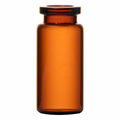 QORPAK 235281 Amber Glass Serum Vial, 20 mm Screw Thread, Square Bottom - Glass Serum Vials