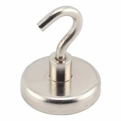 OEM Cup Rare Earth Magnet, Disc, 1 27/64 in OD, 0.315 in Thick, 100 lbf Pull, Silver - Cup Rare Earth Magnets