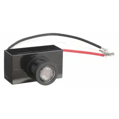 Flush-mounted photocell for automatic dusk-to-dawn lighting control. Features SPST switching and operates on 208-277V AC. Includes a washer gasket for flush in-post mounting. Stem diameter is 3/8 in.