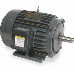 This Dayton rigid base 3-phase AC motor delivers 20 hp at 1770 RPM with a full load current of 48.5/24.3 A at 230/460V AC. The totally enclosed fan-cooled (TEFC) enclosure protects against dust and moisture, making it suitable for industrial applications such as pumps, fans, conveyors, and compressors.