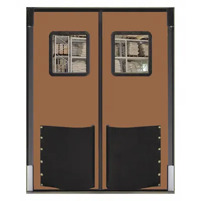 CHASE Swinging Door: Polyethylene, 2 Doors, Brown, 5 ft Door Wd, 8 ft Door Ht - Insulated Swinging Doors