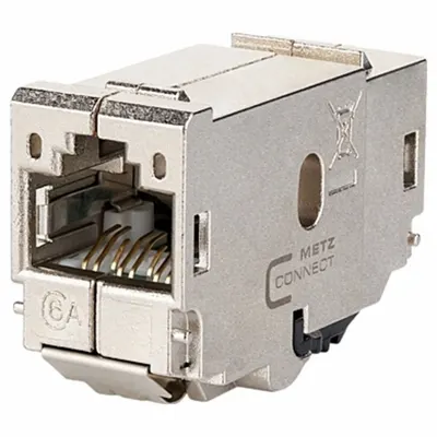 METZ CONNECT Coupler Module: Cat6A, Data/HDBaseT/Power, 8 Poles, Straight, Cable - Device-Side RJ45 Connectors & Couplers