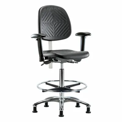 OEM Cleanroom Chair: Polyurethane, Arms Included, Ht Range 24 1/2 in to 34 3/4 in - Polyurethane Cleanroom Chairs