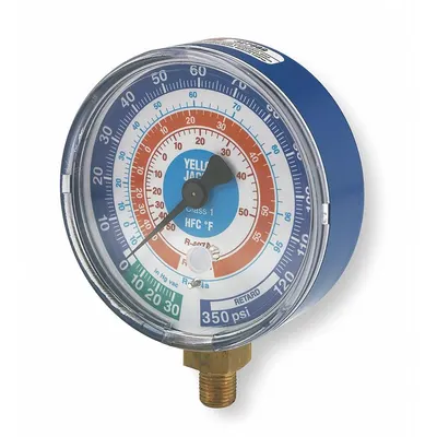 YELLOW JACKET Low Side Gauge: Low Side Gauge, 0 psi to 500 psi, Non-Liquid Filled - Analog Low Side Compound Pressure Gauges