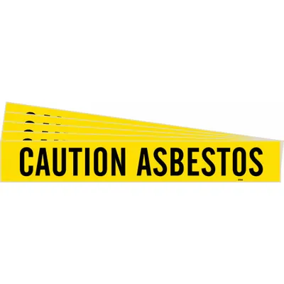 BRADY Caution Asbestos Adhesive Pipe Marker - Caution Asbestos Adhesive Pipe Markers