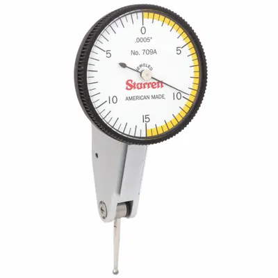 STARRETT Tilted-Face Dial Test Indicator: 0 in to 0.03 in, Horizontal, Inch - Dial Test Indicators - Horizontal & Tilted-Face Styles