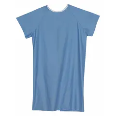 These back tape ties are made from a cotton/polyester blend in blue. They are used to secure patient gowns or linens in healthcare and hospitality settings, providing an adjustable closure.