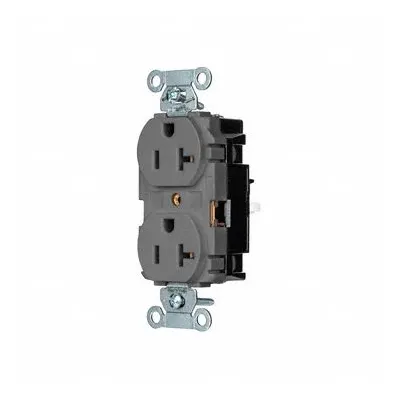 HUBBELL BR20STGY Duplex Receptacle, 5-20, Gray, 125V AC, 20A - General Purpose Receptacles