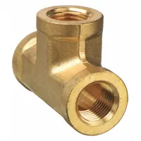 PARKER Metal Pipe Tee: Tee, 1/8 in x 1/8 in x 1/8 in, 2,900 psi, 1 21/64 in Lg, Bright C37700 Brass (MPN 2-2-2 FT-B)