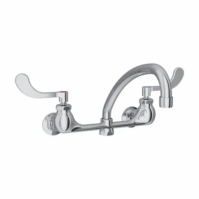 ELKAY Handle-Operated Faucet: Elkay, Brass, Centerset, Wall, 2 Mounting Holes - Centerset Kitchen Faucets