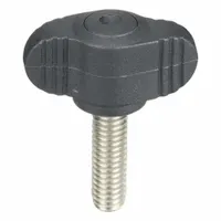 KIPP Hand Knob: Wing, Plastic w/ SS Thread, M6 Thread, 20 mm Thread Lg, 28 mm Dia (MPN K0274.0006X20)