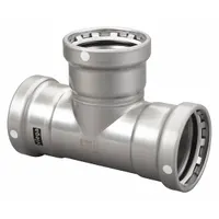 VIEGA MEGAPRESS Crimp Tee Fitting: 4 in Pipe x 4 in Pipe x 3 in Pipe Size, Steel, FKM (MPN 26620)