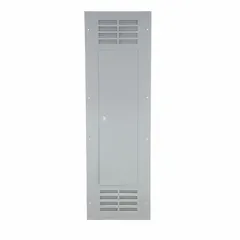 Vented steel door cover for Square D NQ and NF panelboards. Measures 20 inches wide by 68 inches long, type 48R501, single door, flush mounting. Provides enclosure and heat dissipation for electrical distribution applications.