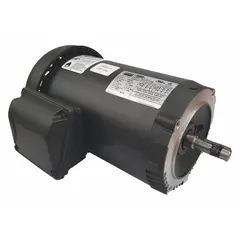 This Dayton motor is a 2 hp, 1,745 RPM, 3-phase AC motor with a Totally Enclosed Fan Cooled (TEFC) enclosure. It operates at 230/460V AC, drawing 5.44/2.72 A full load current at 60 Hz. The C-Face mounting design allows direct coupling to driven equipment such as pumps, fans, conveyors, and compressors in industrial settings.