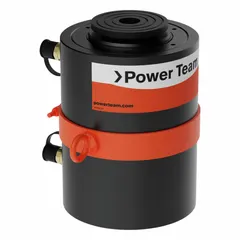 Double-acting hydraulic ram with 150 ton nominal capacity and 12 in nominal stroke. Suitable for heavy lifting, pressing, and maintenance tasks in industrial settings requiring controlled extension and retraction.