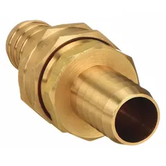 This rigid garden hose mender is designed for repairing or extending 3/4 in garden hoses. It features NH x NH threads with a male x female connection, allowing straightforward coupling of standard hose ends. Suitable for residential or light commercial watering systems.