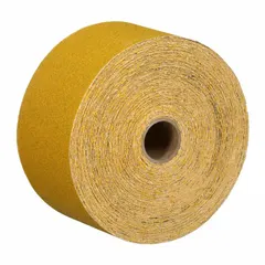 This 3M 288U sanding roll is a general-purpose abrasive for use on wood, metal, painted surfaces, and other materials. It features 120 grit aluminum oxide on C weight paper with a pressure-sensitive adhesive (PSA) backing for easy application. The roll measures 2 3/4 inches wide by 30 yards long, suitable for industrial finishing and maintenance tasks.