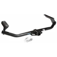 Steel step bumper hitch with powder-coated finish. Fits Toyota Venza. Supports 3,500 lb gross trailer weight and 350 lb tongue weight. No drilling required for installation