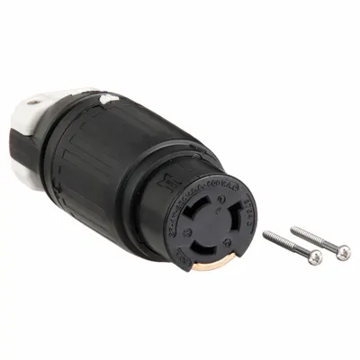 BRYANT Locking Connector: Non-NEMA, Black/White, 250V DC/600V AC, 50 A Current Rating - General Purpose Connectors