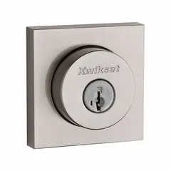 Standard cylindrical deadbolt for doors up to 1 3/4 in thick. Satin nickel-plated finish with Kwikset KW1 keyway and conventional core cylinder. Core included. ADA compliant.
