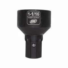 This 6-point standard impact socket has a 1-1/16 in SAE size and 1-29/32 in overall length. It is designed for use with impact wrenches to tighten or loosen hex fasteners in automotive and industrial maintenance applications.
