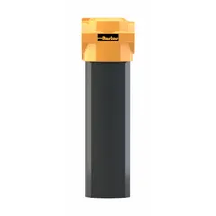 Activated carbon filter for removing oil vapor and odors from compressed air systems. Features a 3 in NPT connection, flow capacity of 1,314 cfm, maximum operating pressure of 290 psi, and maximum operating temperature of 122°F. Aluminum body with differential pressure indicator; no automatic drain.
