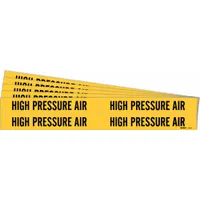 Pipe Marker: High Pressure Air, Yellow, Black, Fits 3/4 to 2 3/8 in Pipe O.D., 4 Pipe Markers, 5 PK (MPN 7135-4-PK)
