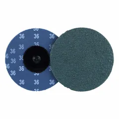 This 3-inch, 36-grit sanding disc features zirconia alumina grain on a proprietary weight cloth backing. Designed for high-performance blending, deburring, and surface preparation on carbon steel and soft metals.