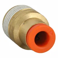 SMC Push-Fit Adapter Fitting: 5/32 in OD x 1/8 in Pipe Size, Push-to-Connect x MNPT, Brass, White (MPN KQ2S03-34AS)