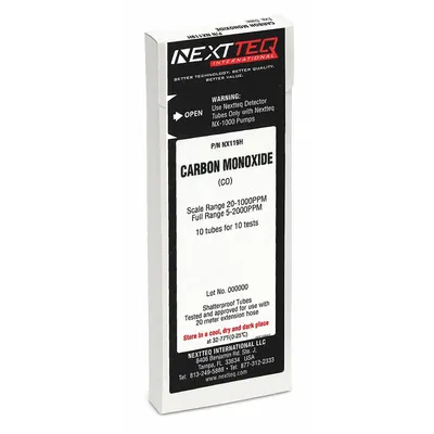 NEXTTEQ Detector Tube: NEXTEQ NX-1000, CO, Gas Detection Tube, Carbon Monoxide ( CO) - Gas Detection Tubes For Use In NEXTTEQ NX-1000 Pumps