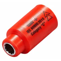ITL Insulated Socket: 3/8 in Drive Size, 1/4 in Socket Size, 1 5/8 in Overall Lg, 12-Point, Std (MPN 01712)