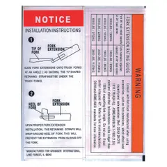 Warning label for hoists displaying safety information to alert operators and maintenance personnel of potential hazards. Used as a replacement part for compatible hoist models.