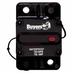 Surface mount Hi-Amp circuit breaker from the CB series, rated 42V DC with 150 A interrupt rating. Features stud terminal connection for secure installation. Used for overcurrent protection in high-current automotive electrical systems.