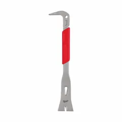 This rolling-head pry bar has a 2 in overall length, 2-1/2 in bar width, and 3-1/4 in end width. It includes 3 nail slots for pulling nails. The claw end is suited for prying and removing molding, trim, and baseboards in carpentry and demolition applications.