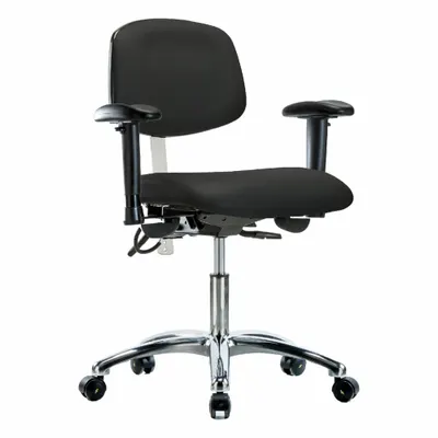 OEM Vinyl ESD & Cleanroom Chair with Arms, ISO 5, ESD-Safe, Aluminum Base - Vinyl ESD & Cleanroom Chairs
