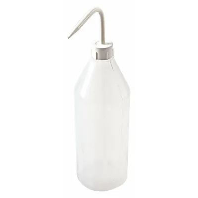 DYNALON Wash Bottle: 1 L, No Imprinting, White, Narrow, Std Spout Spout, Colorless - Narrow Mouthed Standard Spout Wash Bottles