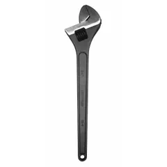 General purpose adjustable wrench with alloy steel construction and black phosphate finish. Overall length of 24 1/16 inches with plain grip handle. Suitable for tightening or loosening nuts and bolts in maintenance, plumbing, and mechanical tasks.