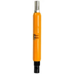 This 7-inch can wrench combines a 6-point hex design with a built-in wire stripper. It includes a slot for stripping the outer jacket of four-wire quad cables and another for 22 AWG wire. Suitable for opening cans and stripping cables in telecommunications and low-voltage installations.