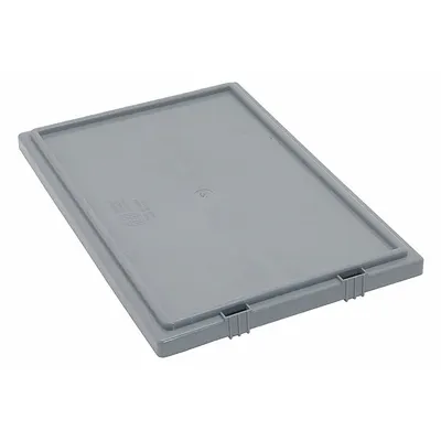 QUANTUM STORAGE SYSTEMS Lid: 17 7/8 in x 12 3/8 in, Gray, FDA Compliant, 493G04 - Lids for Standard Stacking & Nesting Totes