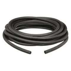 Solid round foam rubber seal made of EPDM, black color, 1/4 in wide and 100 ft long. Features nail-on/staple-on mounting for secure attachment. Used for weatherproofing, vibration dampening, and gap sealing in doors, panels, enclosures, and equipment.