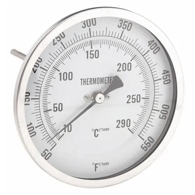 OEM Back-Mount Fixed-Angle Thread-Mount Dial Thermometer, 5 in Dial, 6 in Stem - Back-Mount Fixed-Angle Thread-Mount Dial Thermometers