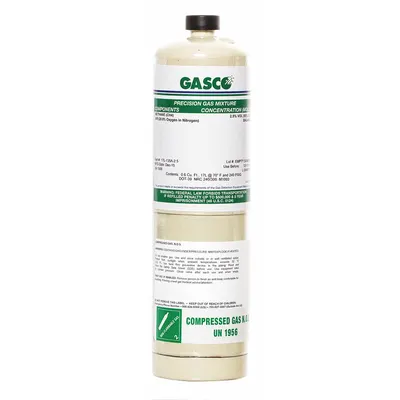 GASCO Calibration Gas: Helium, Disposable, +/-5% Accuracy, C2H4, Calibration Gas - Calibration Gases for Portable Gas Detectors