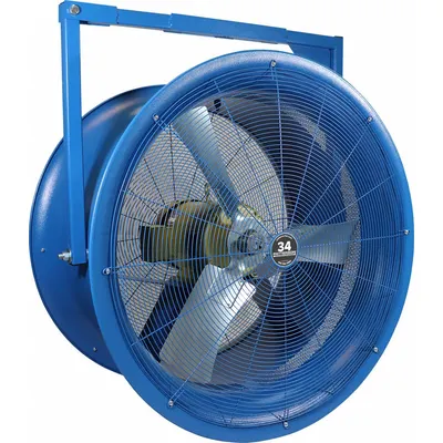 PATTERSON Mounted Fan: 34 in Blade Dia, 208 to 230/460V AC, 3 hp Motor HP - High-Velocity Industrial Wall-Mount Fans
